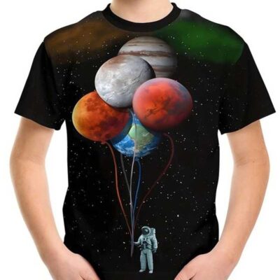 Astronaut And Planet Balloons Kids T-Shirt