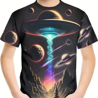 Universe Planets UFO Kids T-Shirt