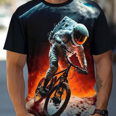 Astronaut Bicycle 3D T-Shirt