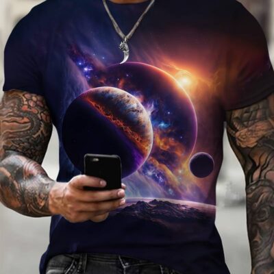 3D Planets Graphic T-Shirt